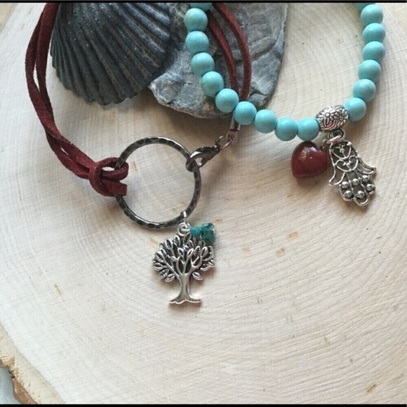 2 Meditation Bracelets Set Hamsa/ Tree of Life - Picture 2 of 4